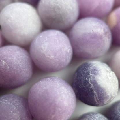 Lepidolite Frosted Round Beads image 5