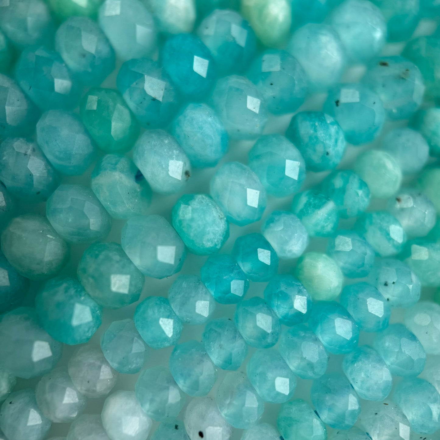 Amazonite AA Faceted Rondelle Gemstone Beads image 5
