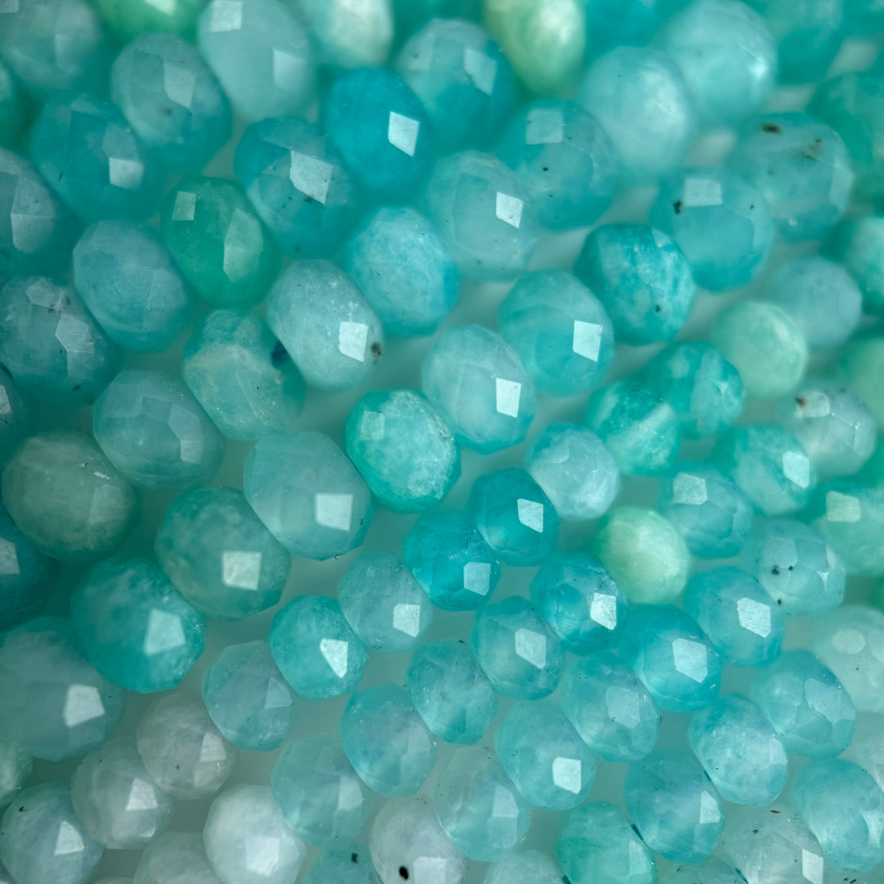 Amazonite AA Faceted Rondelle Gemstone Beads image 5