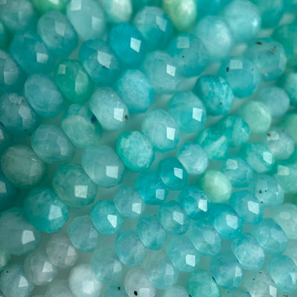 Amazonite AA Faceted Rondelle Gemstone Beads image 5