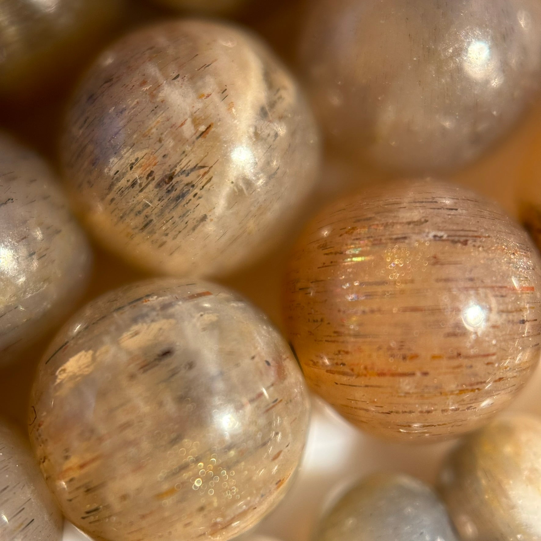 Sunstone & Moonstone Chocolate Polished Round Beads image 1