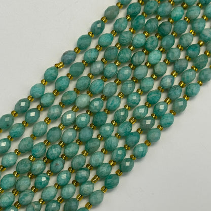 Brazilian Amazonite AA Faceted Barrel Gemstone Beads image 4