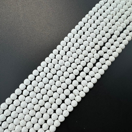 White Lava Stones Beads - Round Shape Beads