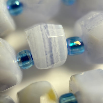 Natural Blue Lace Agate Faceted Rondelle Beads (8x4mm) image 5