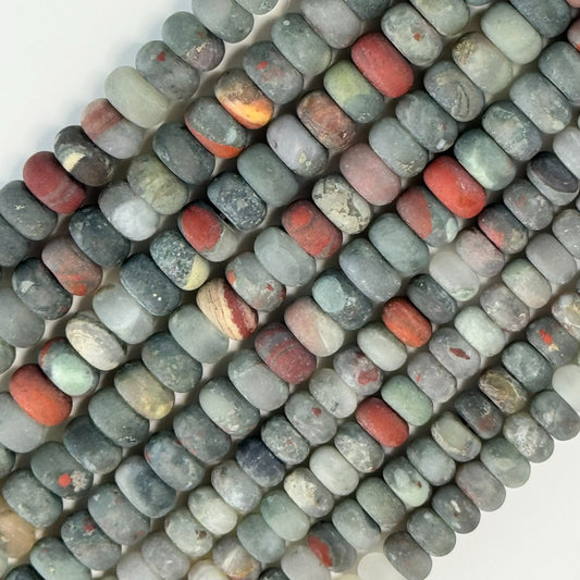 African Bloodstone Frosted Rondelle Beads image 0