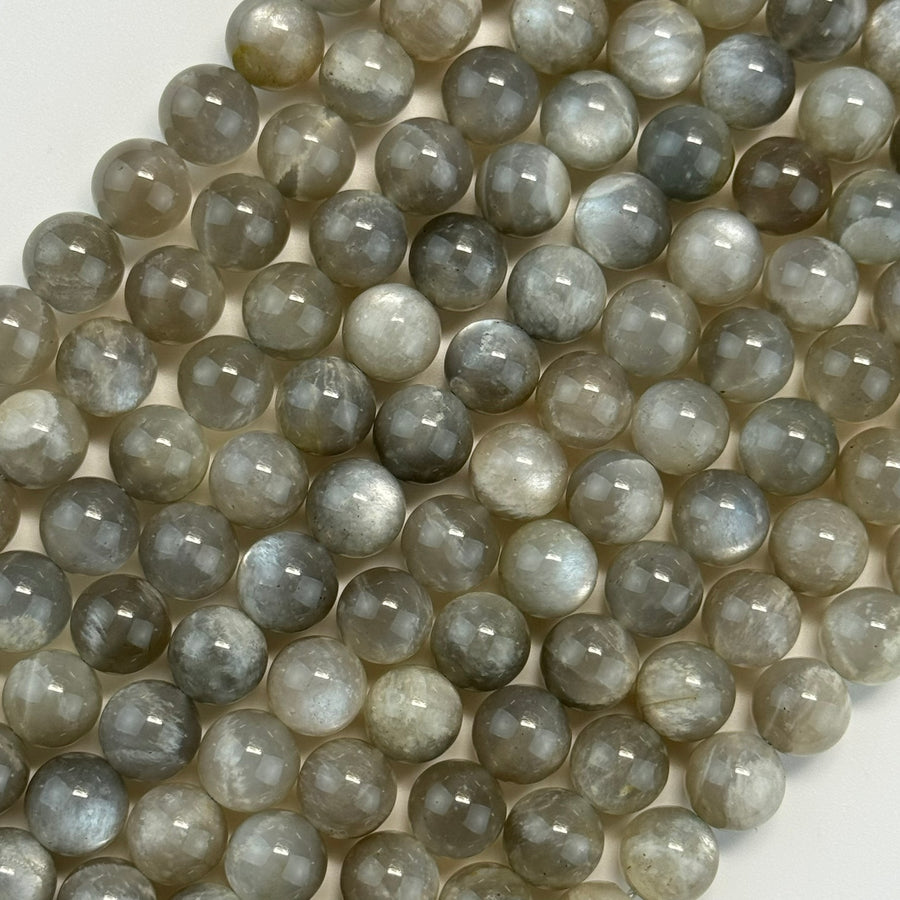 Gray Chocolate Moonstone Polished Round Beads image 0