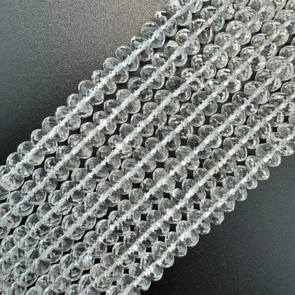 Faceted Clear Quartz Rondelle Beads image 3
