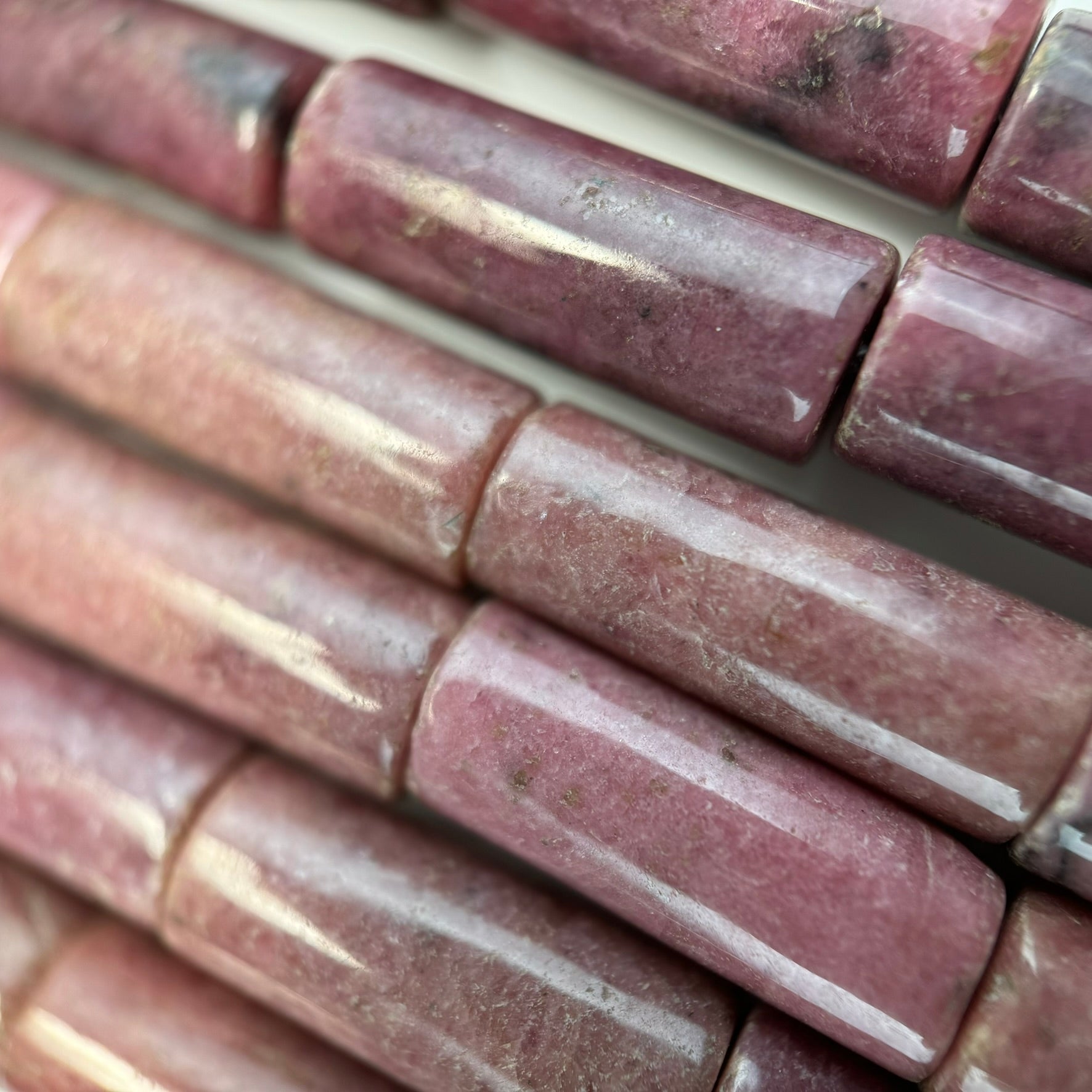 Rhodonite Cylinder Beads image 4