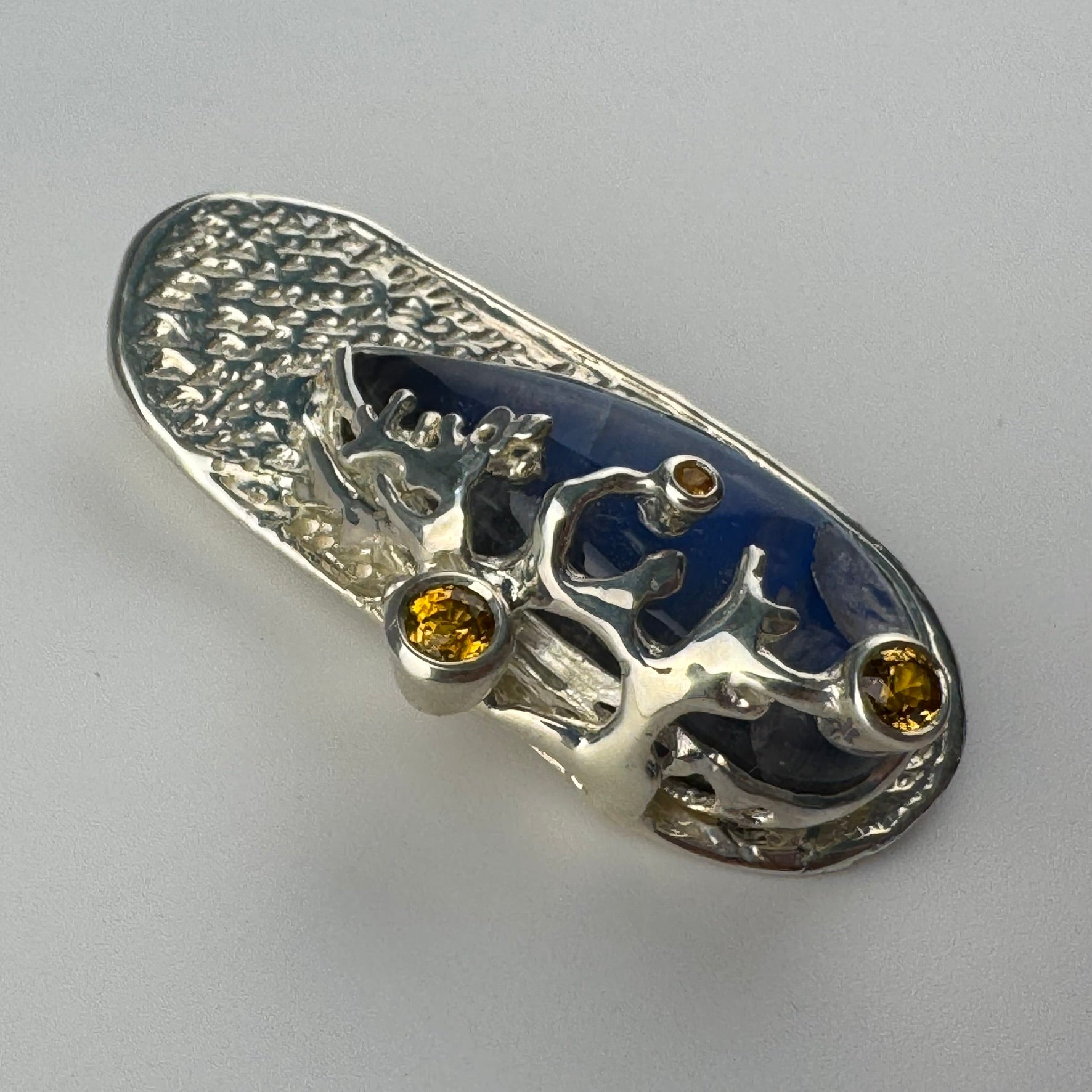 Rainbow Moonstone Coral Reef Pendant with Three Yellow Sapphires image 6