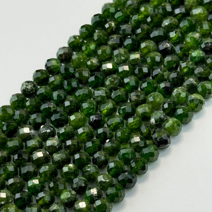 Diopside Faceted Round Beads (A & AA Quality) image 2