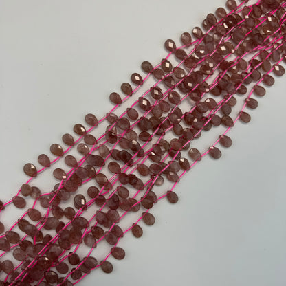 Strawberry Quartz Faceted Pear Shaped Beads image 7