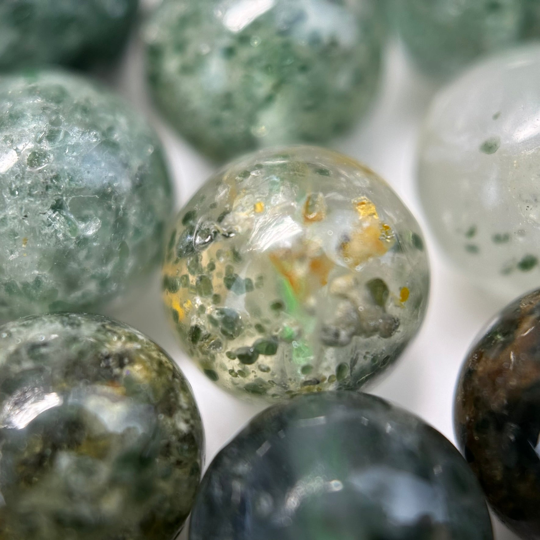 Green Phantom Polished Round Beads image 3