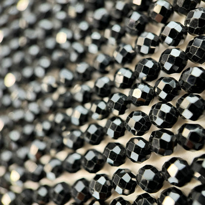 Black Spinel Faceted Round Beads 2.5-4.5mm image 2