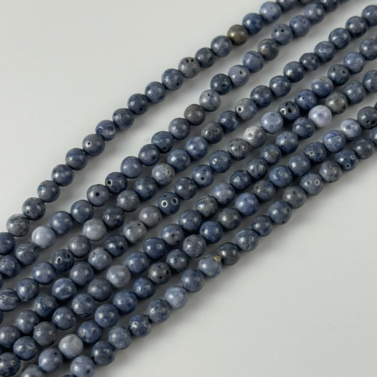 Blue Coral Polished Round Beads image 0