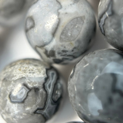 Grey Crazy Lace Agate Polished Round Beads image 5