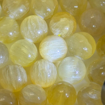 Golden Cat's eye Calcite Polished Round Beads image 1