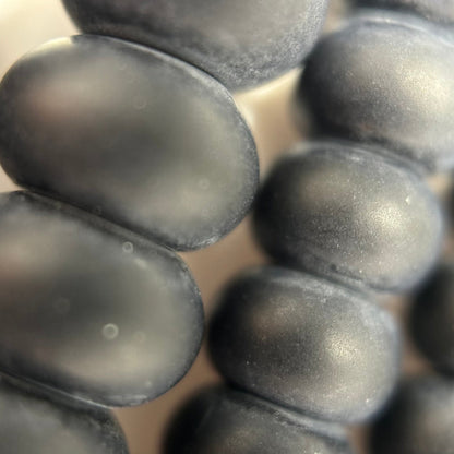 Black Onyx Frosted Rondelle Beads image 1