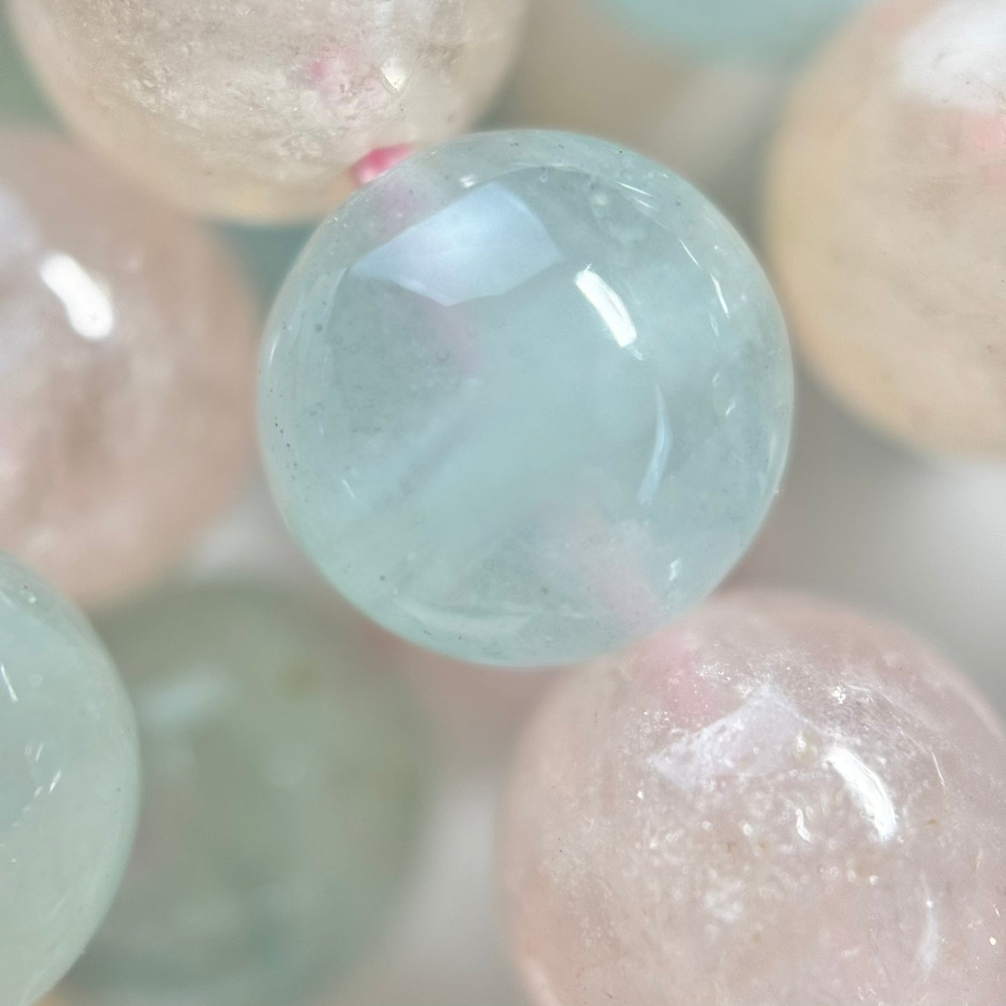Aquamarine Morganite AA Polished Round Beads image 8