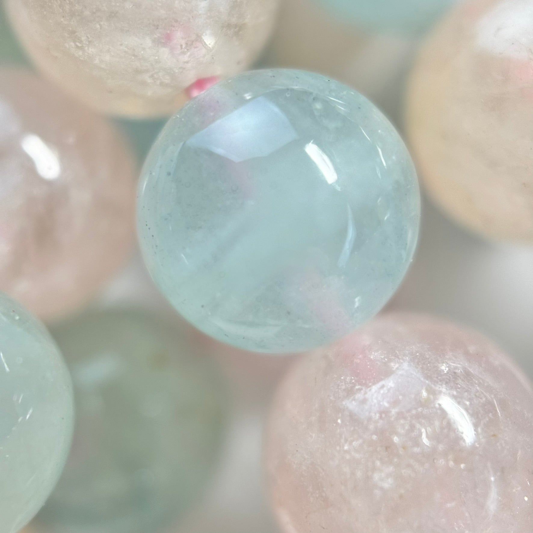 Aquamarine Morganite AA Polished Round Beads image 8
