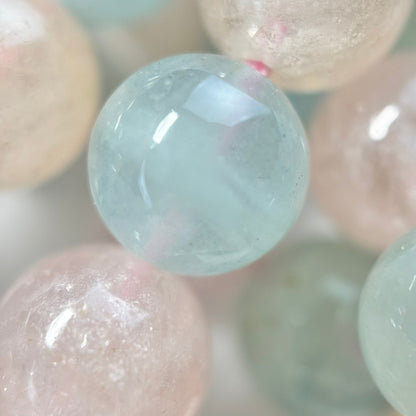 Aquamarine Morganite AA Polished Round Beads image 8
