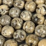 Beige/Cream Feldspar Polished  Round Beads image 2