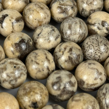 Beige/Cream Feldspar Polished  Round Beads image 2