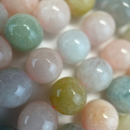 Morganite Aquamarine Polished Round Beads image 5