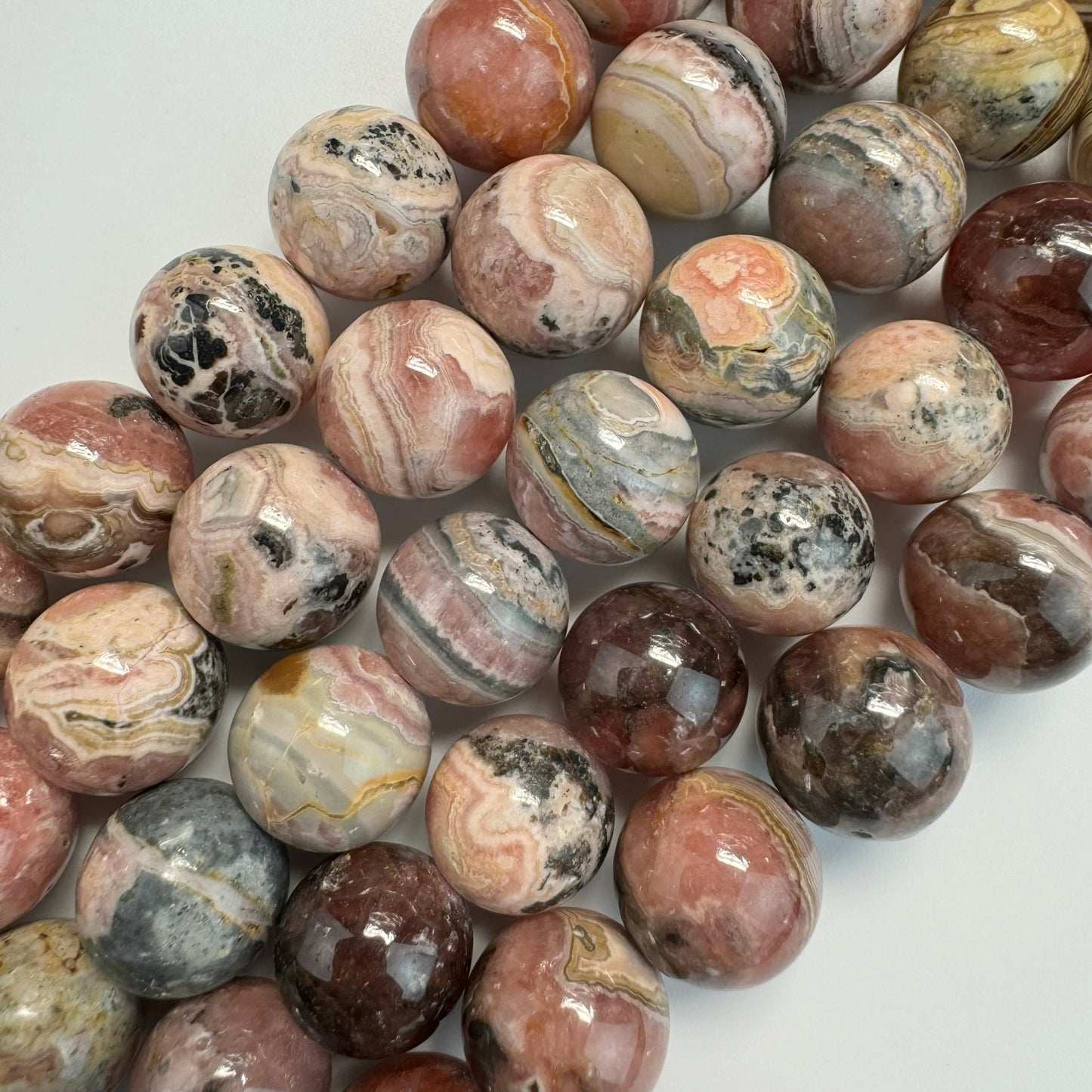 Dendritic Rhodochrosite Polished Round Beads image 3