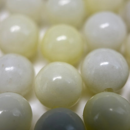 Light Lemon Serpentine Polished Round Beads image 4