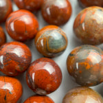 Red Flower Jasper Polished  Round Beads image 5