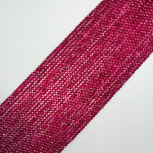 Ruby Synthetic Faceted Round Beads - (AAAA Quality)