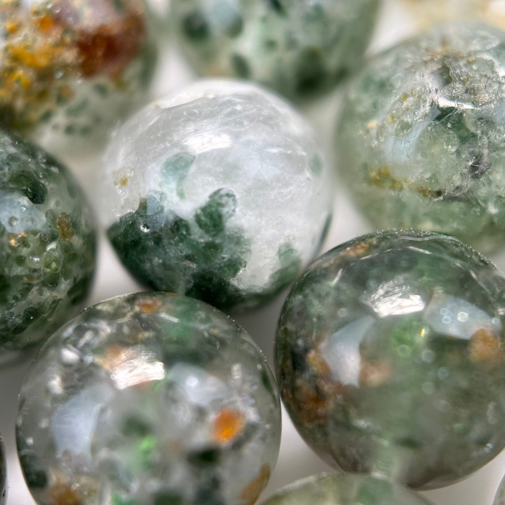 Green Phantom Polished Round Beads image 2
