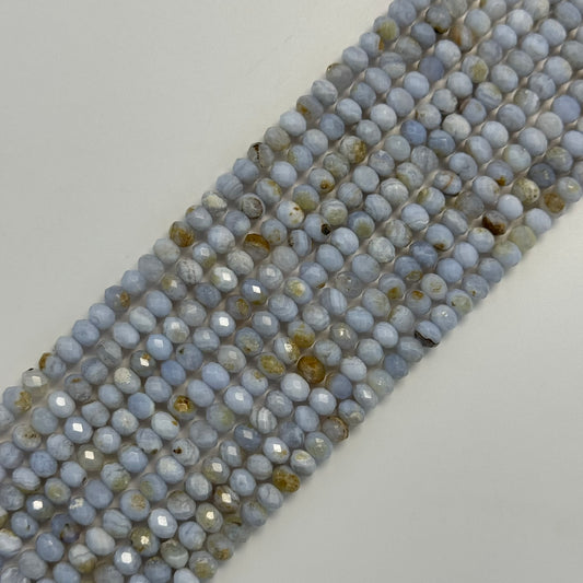 Blue Lace Agate Beads - Faceted Rondelle