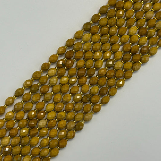Faceted Yellow Mookaite Beads - Barrel Shaped Beads