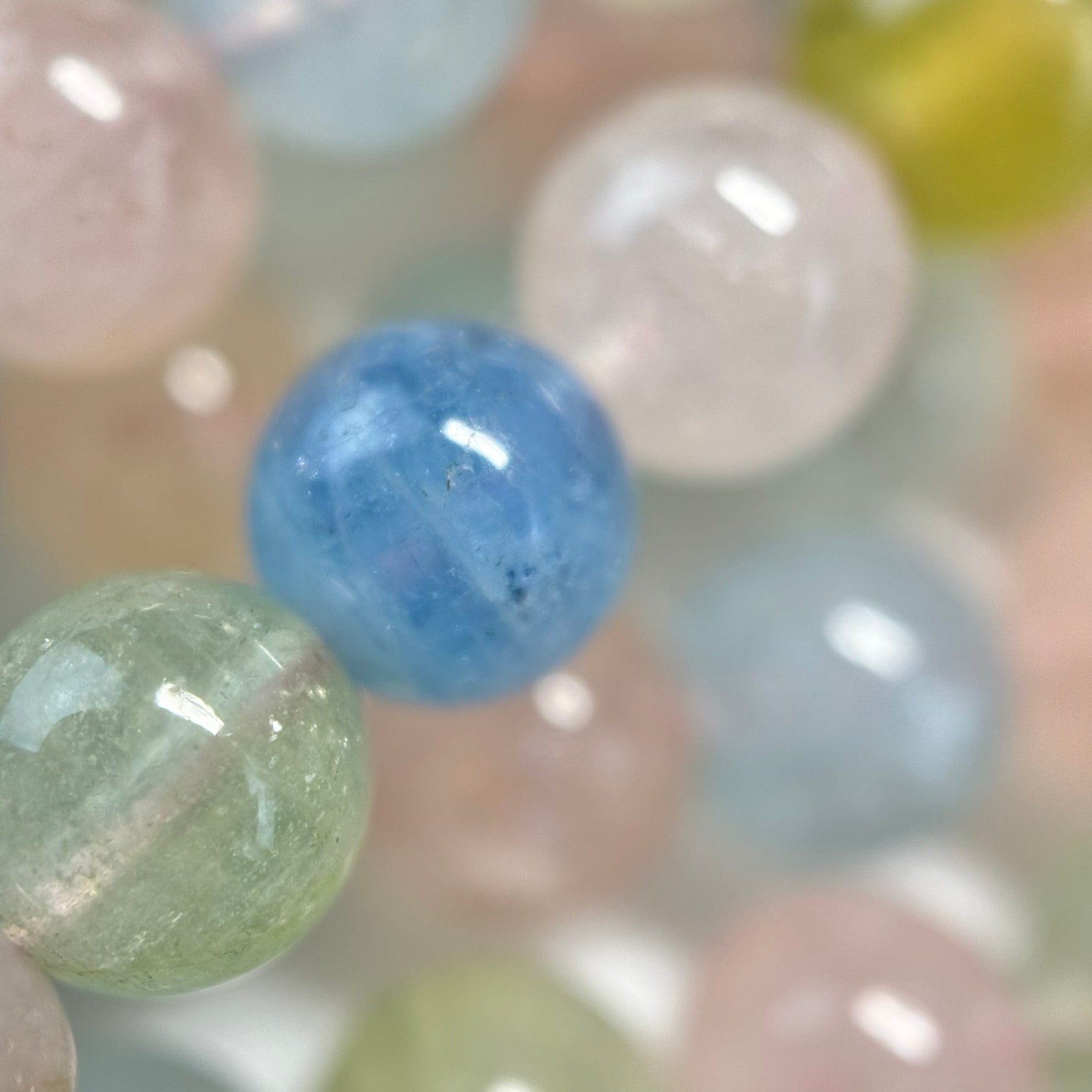 Aquamarine Morganite AA Polished Round Beads image 6