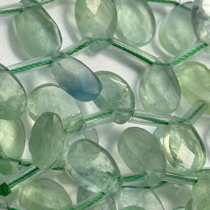 Green Fluorite Faceted Pear Shape Beads image 1