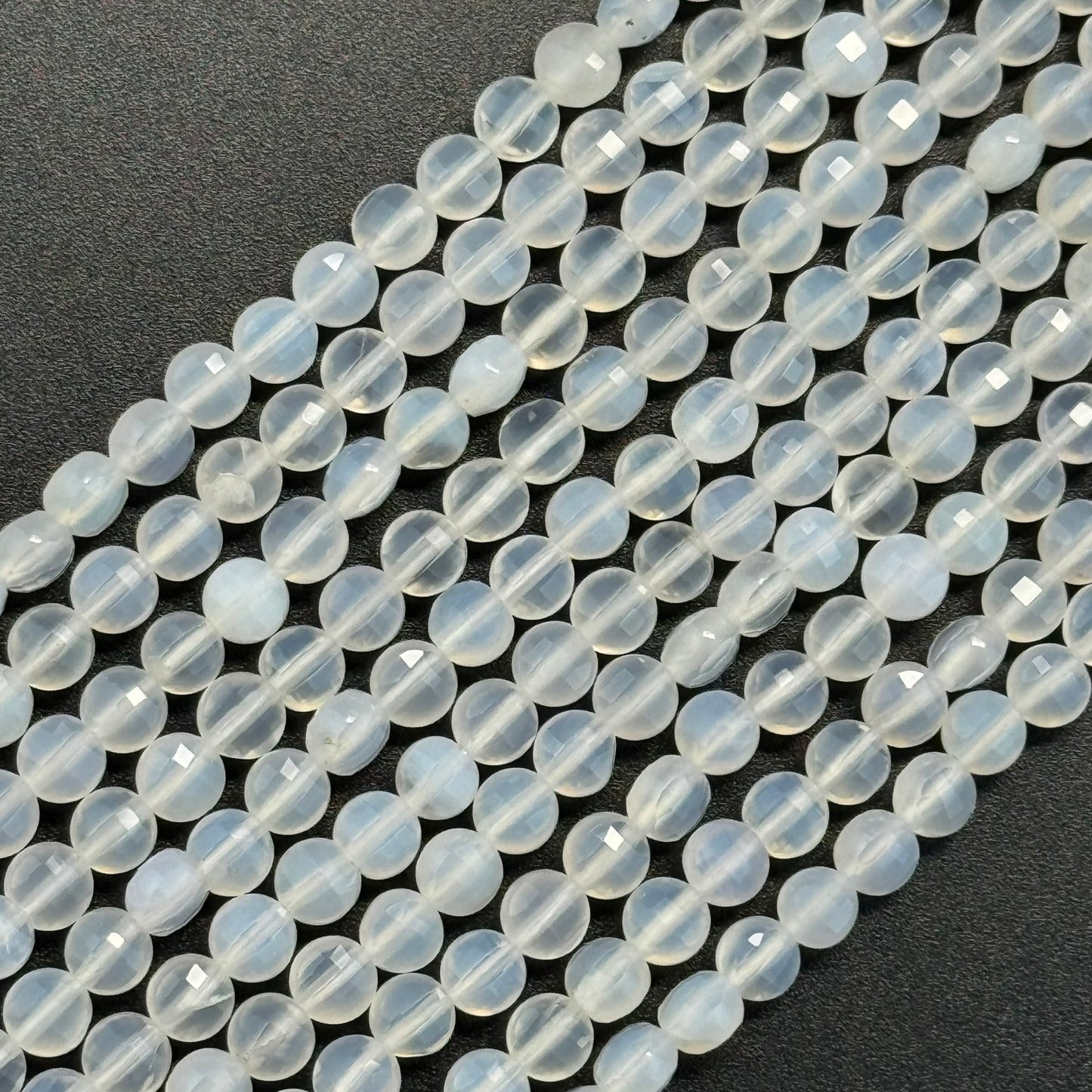 White Agate Lentils Beads image 0