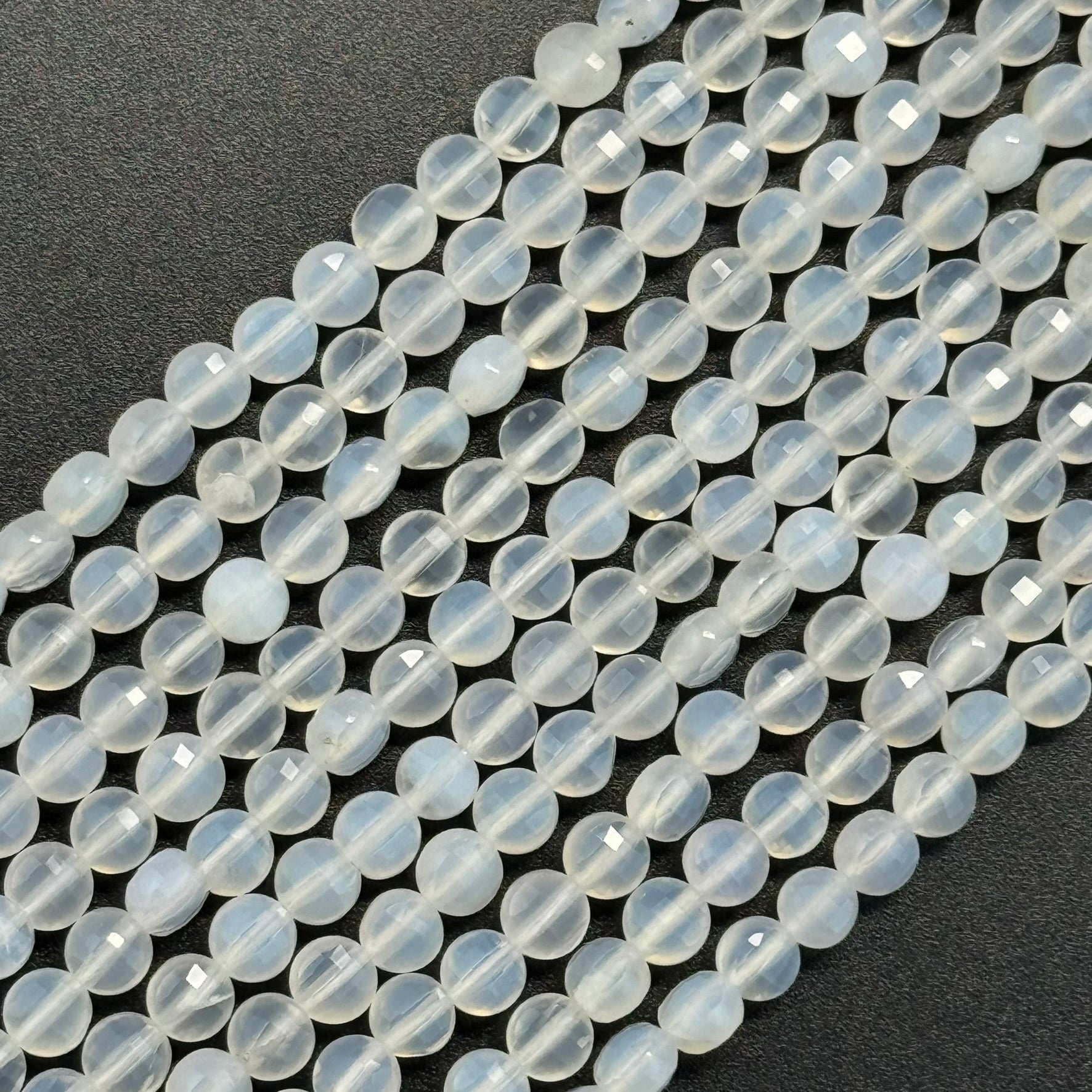 White Agate Lentils Beads image 0
