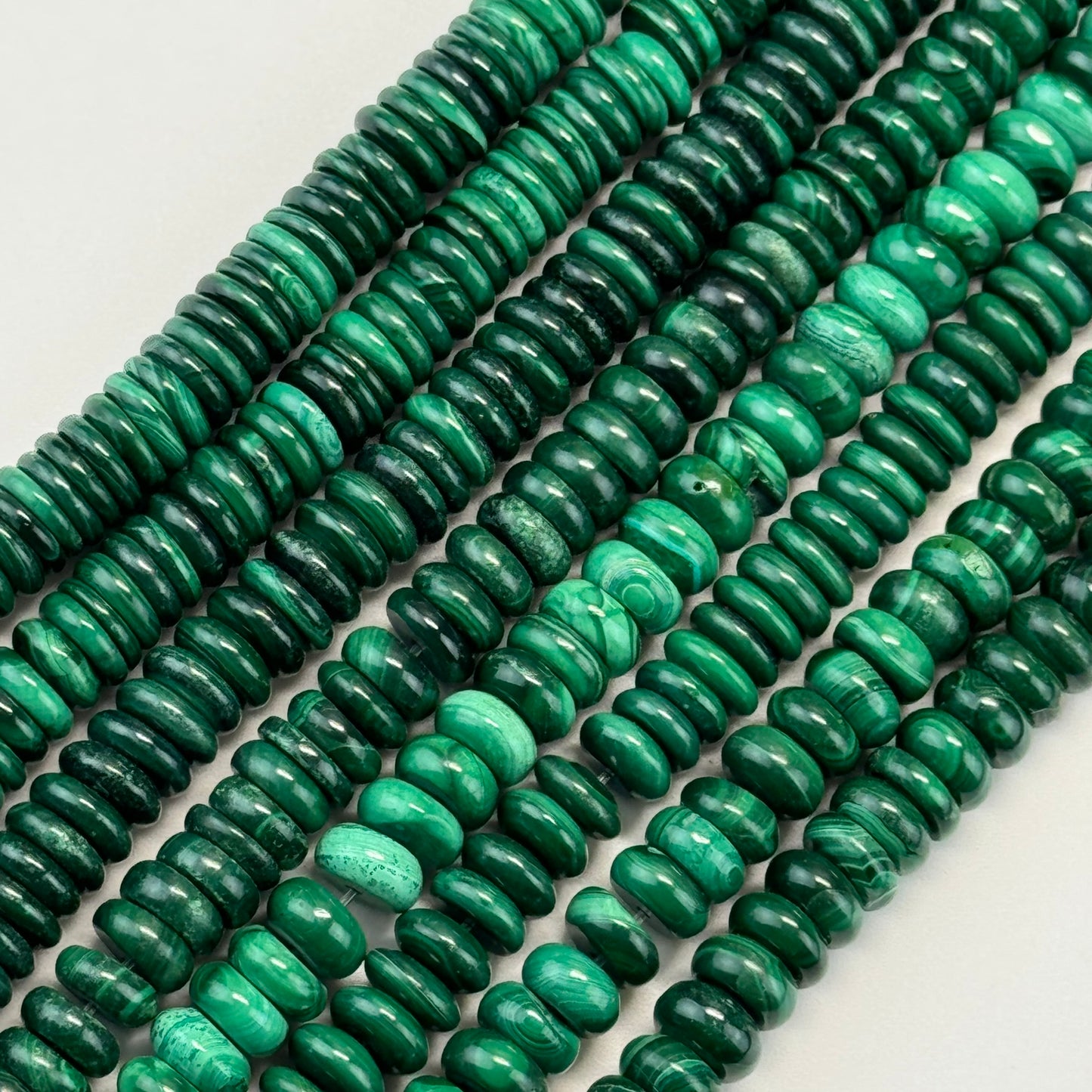 Malachite Rondelle Polished Beads image 5