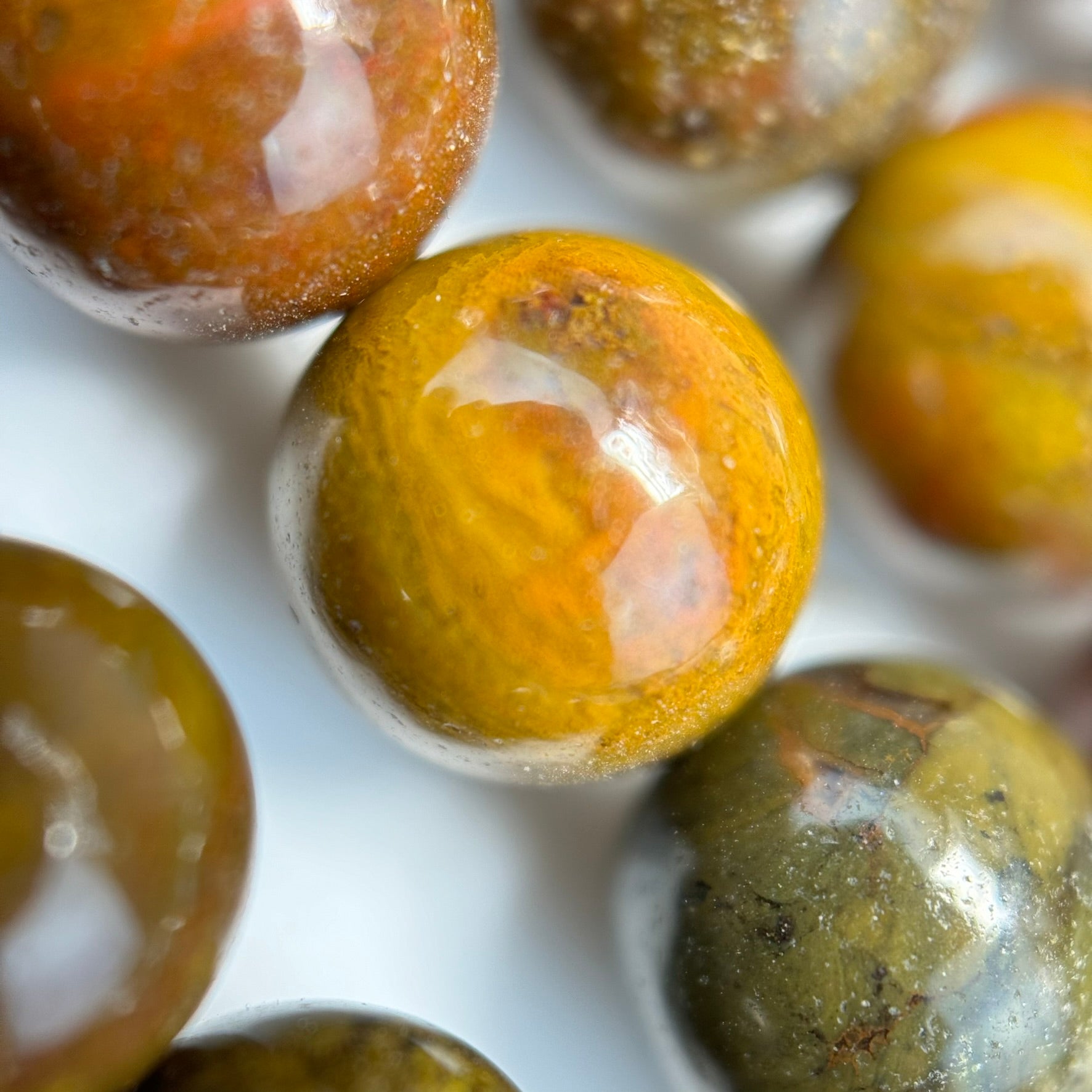 Mustard Fancy Agate Polished Round Beads image 4
