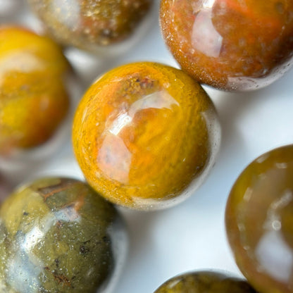 Mustard Fancy Agate Polished Round Beads image 4