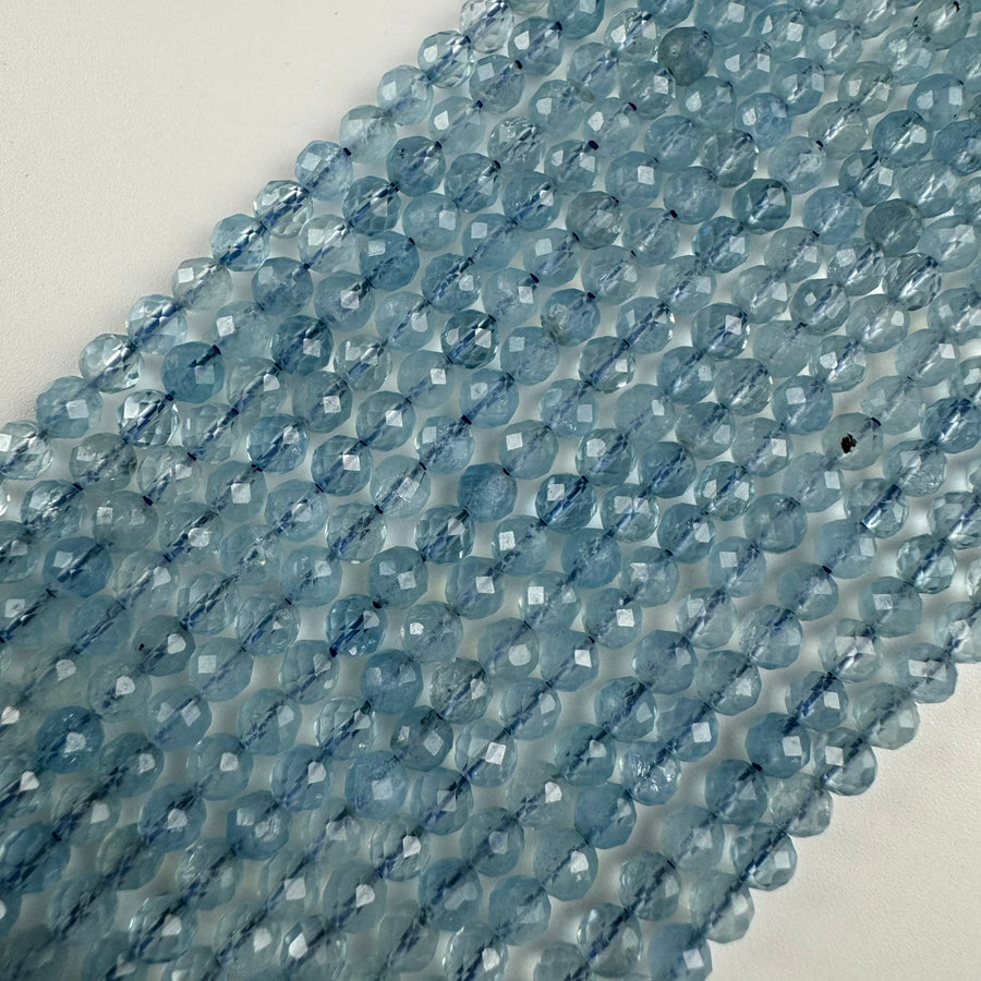 Aquamarine Faceted Round Gemstone Beads - AAA Quality image 0