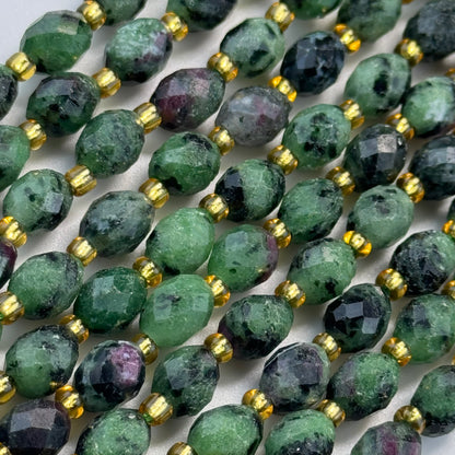 Ruby Zoisite Faceted Barrel 8 Beads image 2