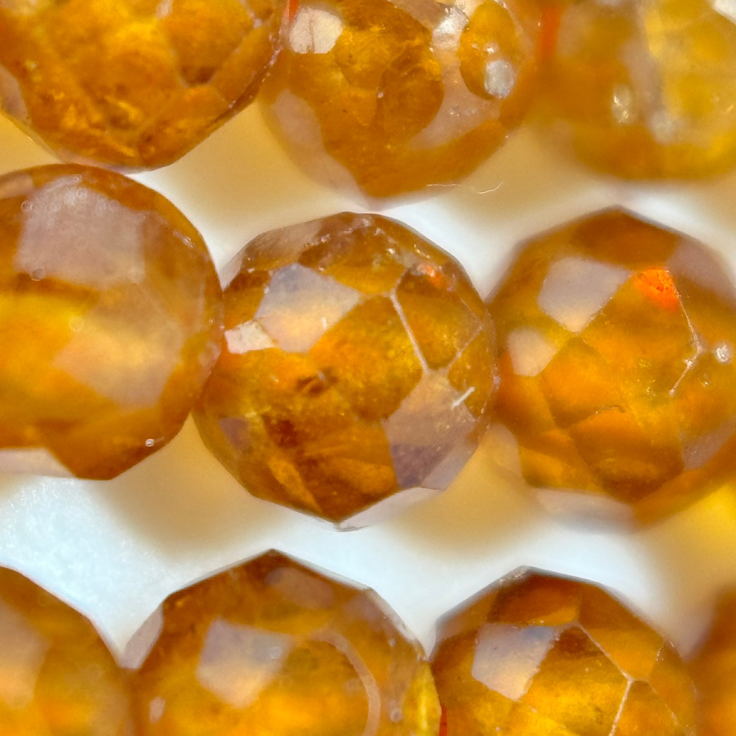 Hessonite Garnet Beads - Faceted Garnet Beads - Round Shape