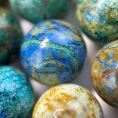 Blue Azurite Chrysocolla Polished Round Beads  (10mm) image 7