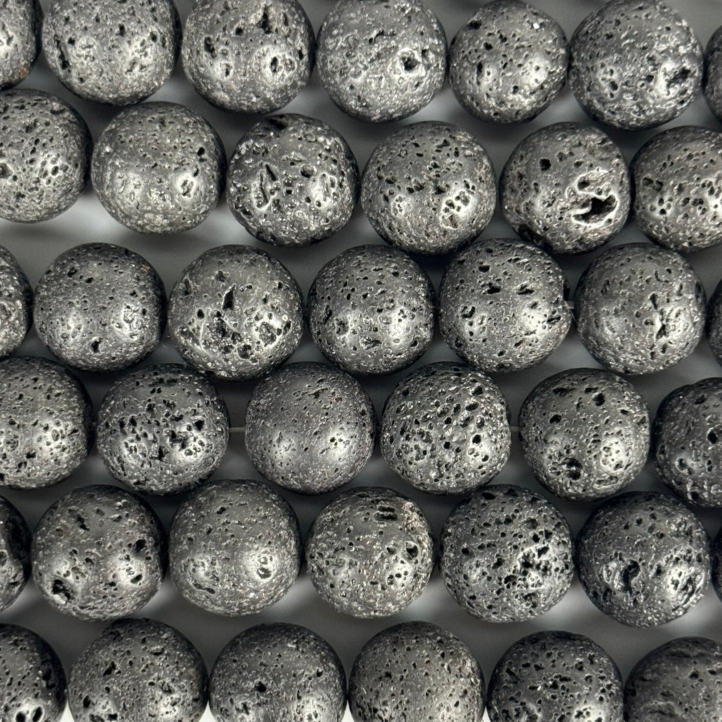 Black Lava Stones Waxed  Round Beads image 0