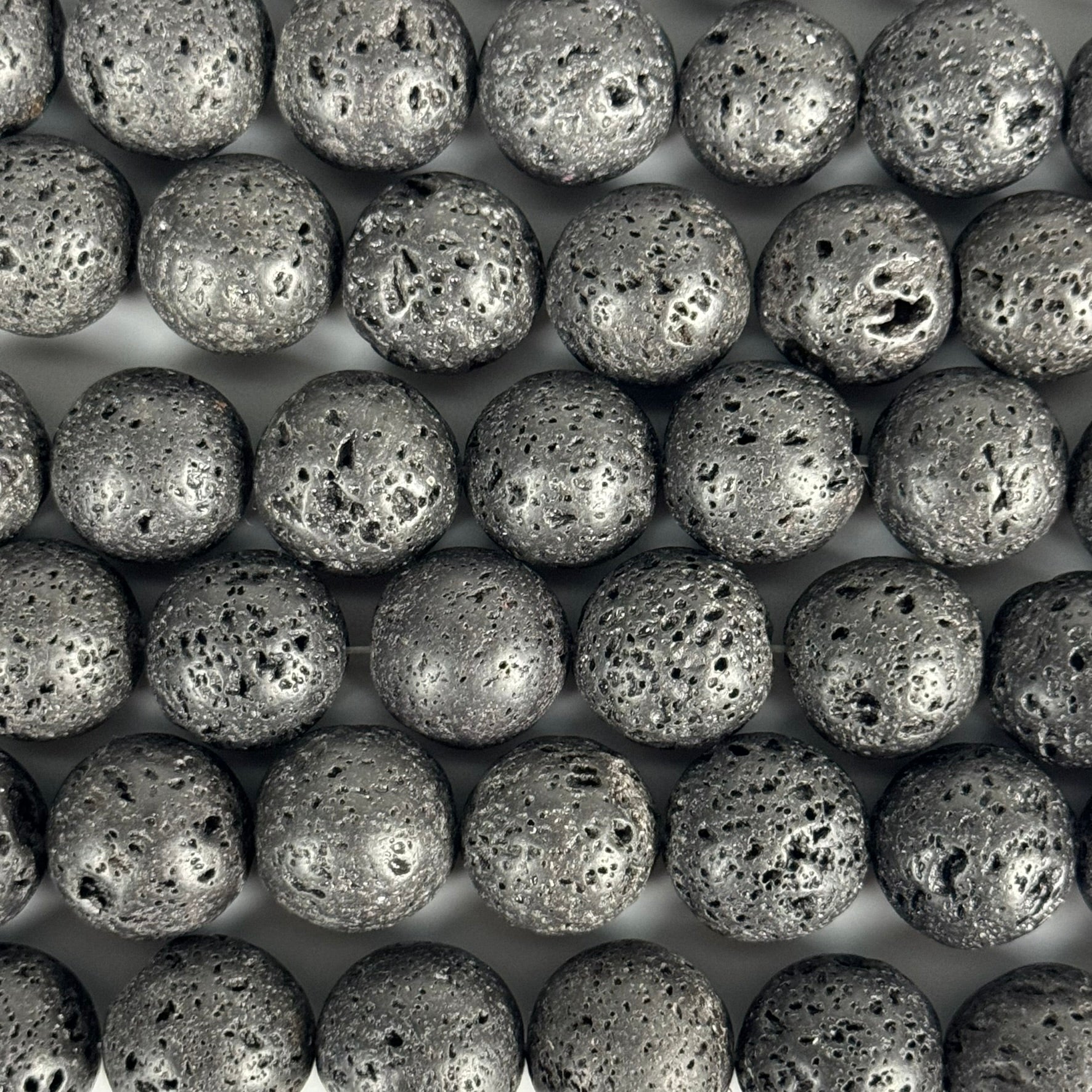 Black Lava Stones Waxed  Round Beads image 0
