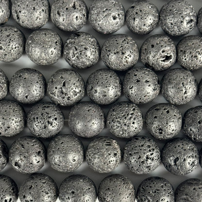 Black Lava Stones Waxed  Round Beads image 0