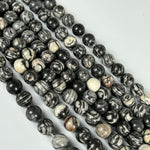 Black Network Jasper Polished Round Beads image 3