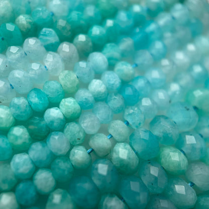 Amazonite AA Faceted Rondelle Gemstone Beads image 7